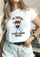 I'm Savage Rainbow Tongue Victory Gesture T-Shirt