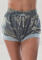 Camouflage Drawstring Elastic Waist Shorts