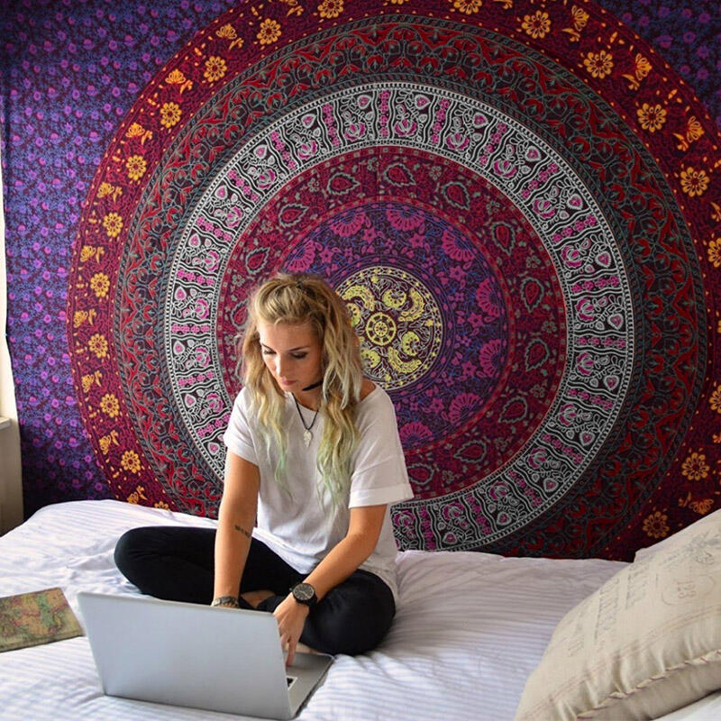 

Vintage Bohemian Mandala Floral Tapestry, Purple, 478412
