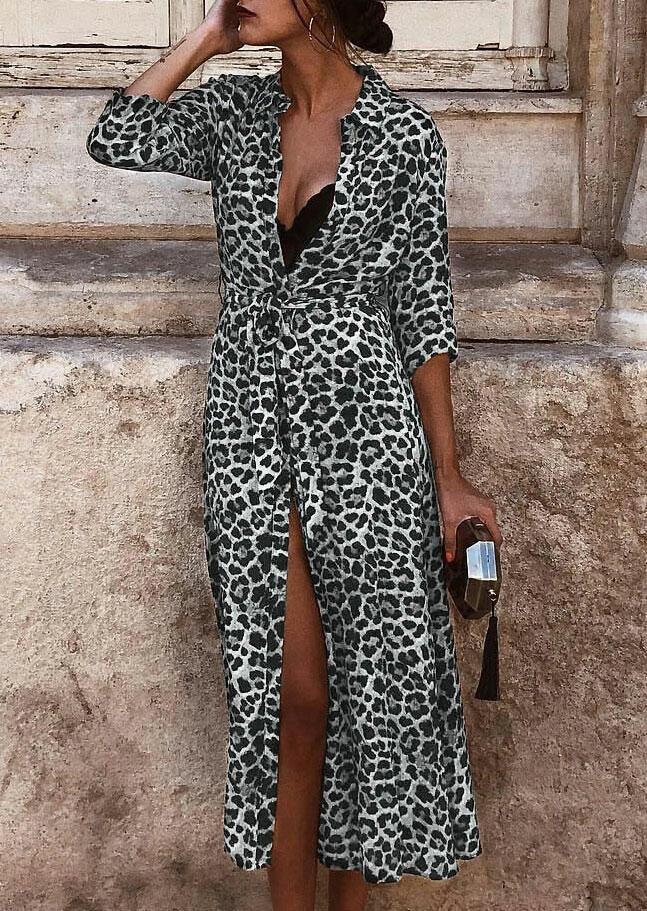 

Presale - Leopard Three Quarter Sleeve Casual Dress, 478475
