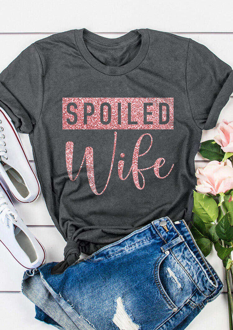 

T-shirts Tees Spoiled Wife Honeymoon T-Shirt Tee in Gray. Size: ,2XL,3XL