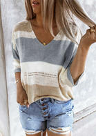 Color Block Cut Out Knitted Sweater