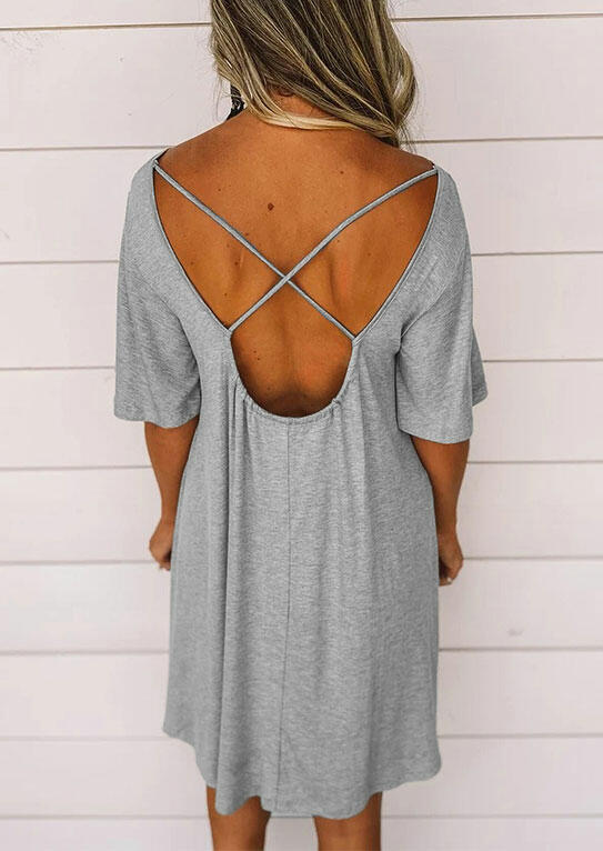 

Mini Dresses Open Back Criss-Cross Mini Dress in Gray. Size