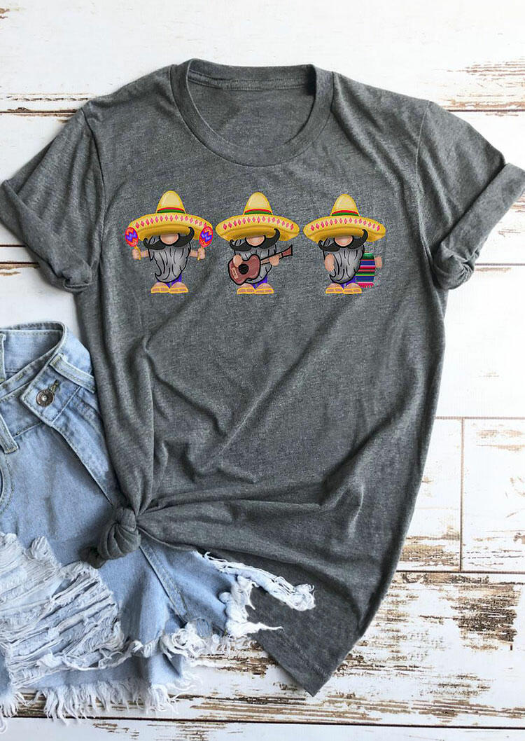 

Tees T-shirts Gnomies Guitar Serape Striped T-Shirt Tee in Gray. Size