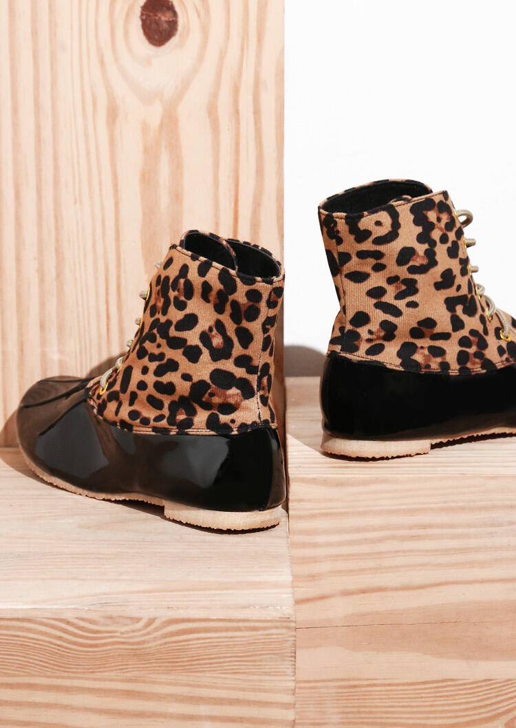 duck boots leopard