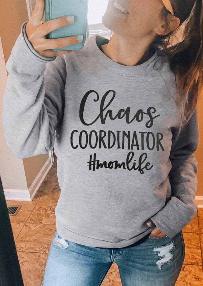

Sweatshirts Chaos Coordinator Mom Life Sweatshirt in Light Grey. Size