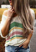 Color Block Striped Knitted Sweater