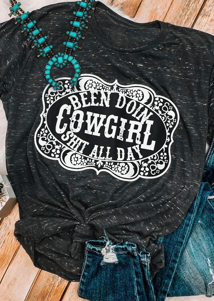 

Tees T-shirts Western Cowgirl T-Shirt Tee in Gray. Size