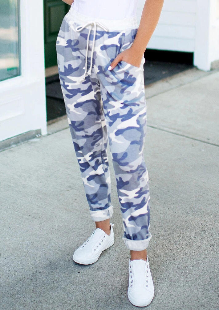 

Camouflage Drawstring Pocket Casual Pants, 479078