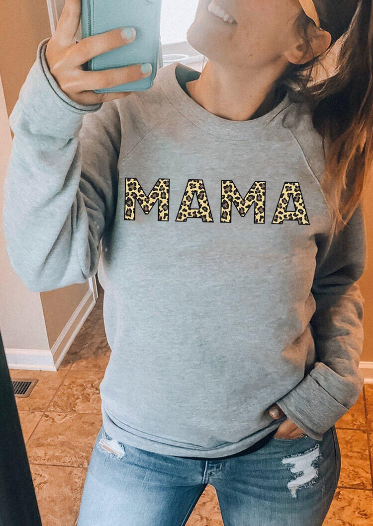 

Leopard Mama O-Neck Sweatshirt - Light Grey, 479105