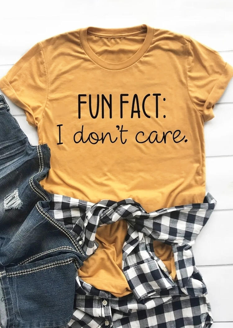 

Fun Fact I Don't Care T-Shirt Tee - Yellow, 479132