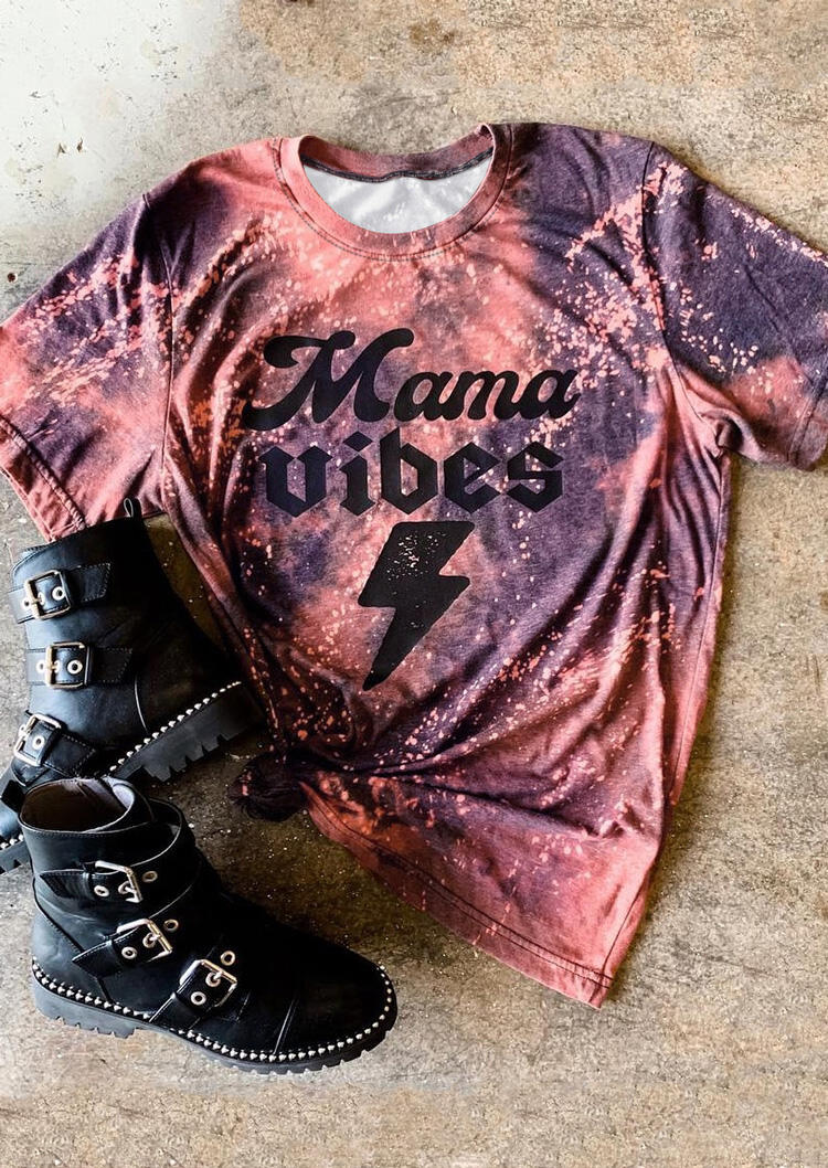 

Tees T-shirts Mama Vibes Bleached Lightning T-Shirt Tee in Multicolor. Size: M