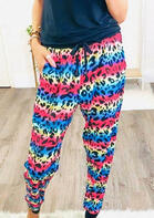 Rainbow Leopard Pocket Drawstring Pants