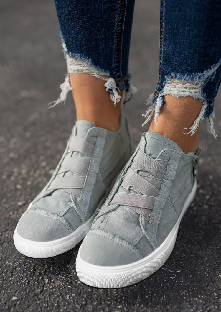 grey flat sneakers