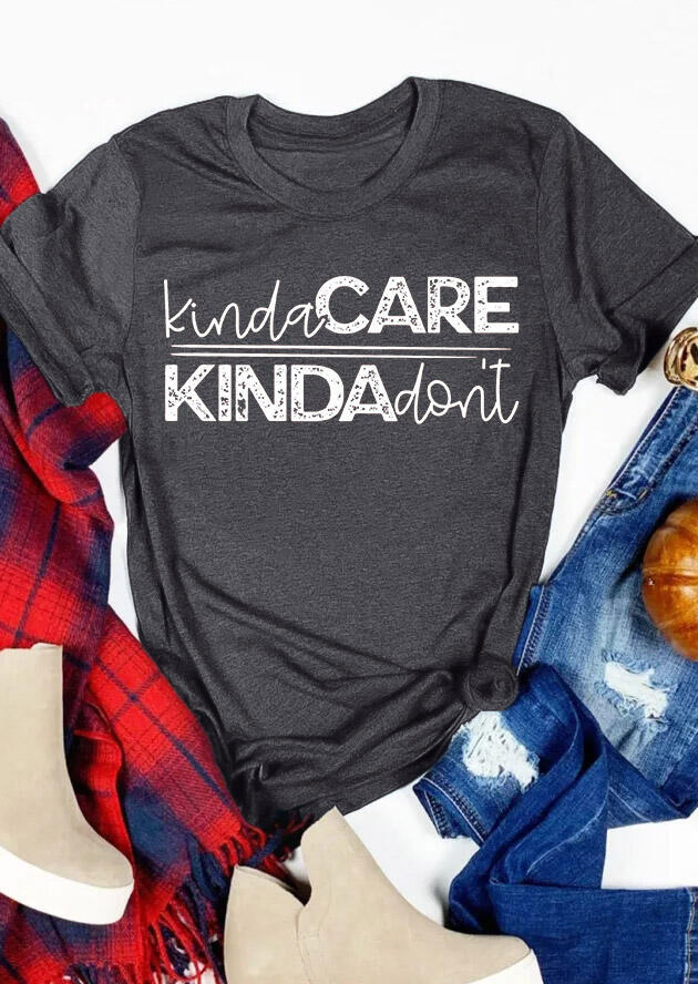 

Tees T-shirts Kinda Care Kinda Don't T-Shirt Tee in Gray. Size