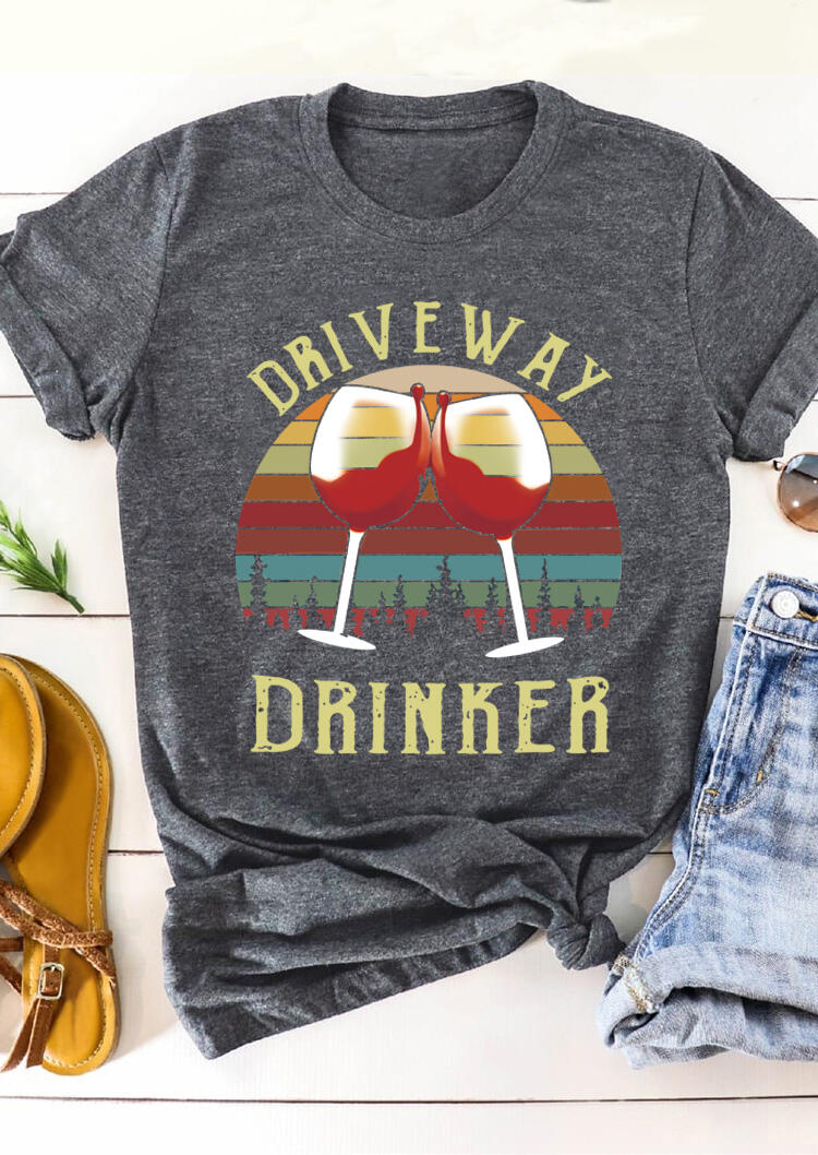 

Wine Driveway Drinker T-Shirt Tee - Gray, 479249