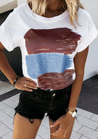 Color Block O-Neck T-Shirt Tee