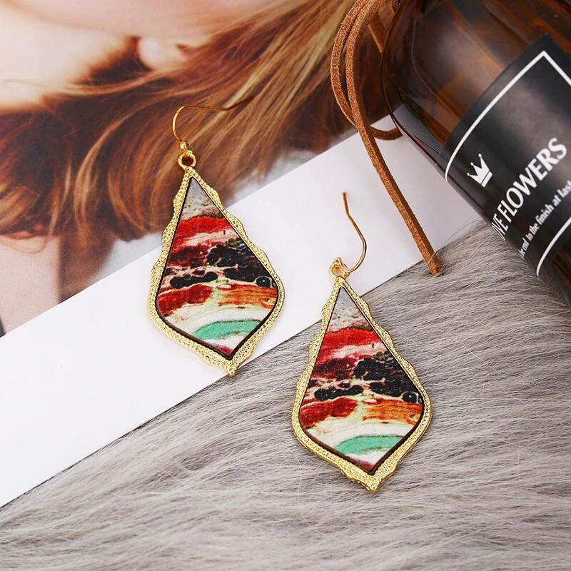 

Bohemian Vintage Water Drop Wooden Earrings, Blue;multicolor, 479666