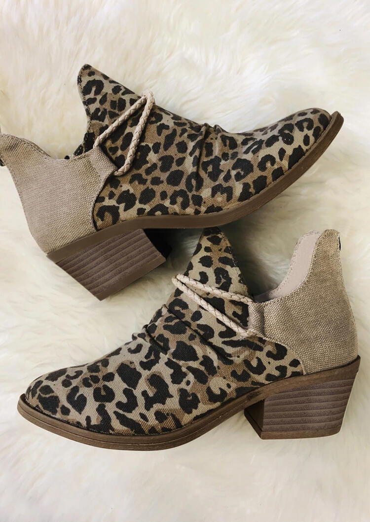 low heel leopard print boots