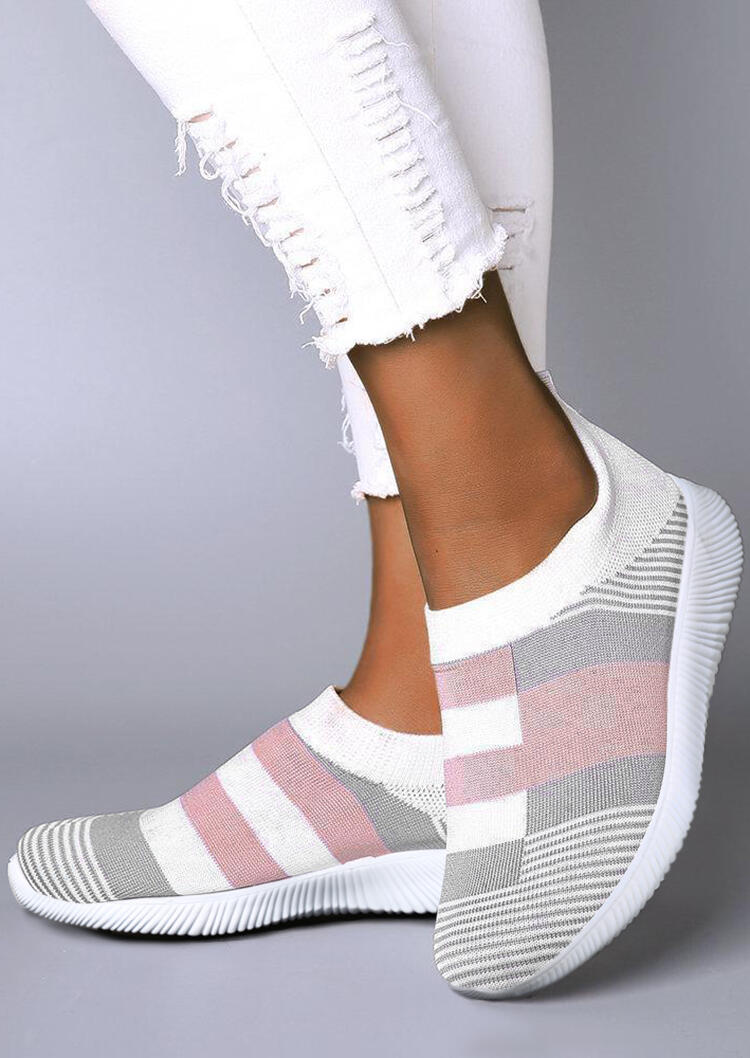 

Sneakers Breathable Striped Color Block Flat Sneakers in Multicolor. Size