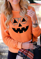 Halloween Pumpkin Leopard Glasses Sweatshirt
