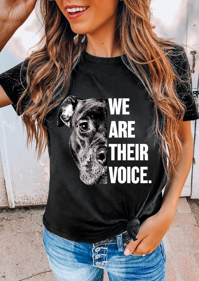 

Tees T-shirts We Are Their Voice Pitbull T-Shirt Tee in Black. Size