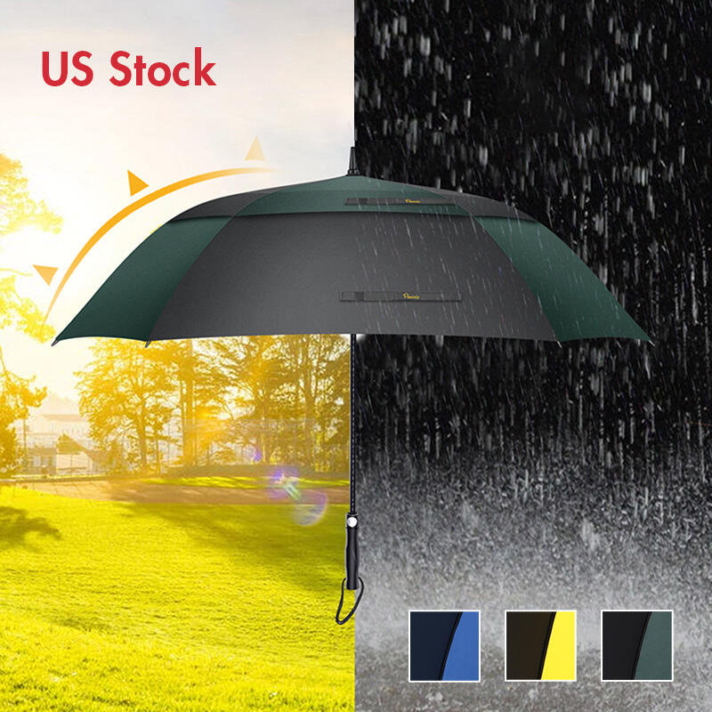 

Outdoor Products 27 Inch Windproof Waterproof Double Canopy Vented Automatic Open Square Umbrella in Green,Blue,Yellow. Size: 27 Inch