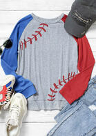 Color Block Baseball Sweatshirt - Gray