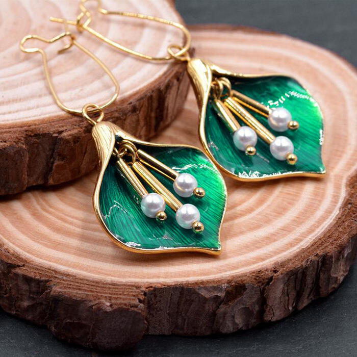 

Vintage Floral Alloy Beading Earrings, Gold, 480235