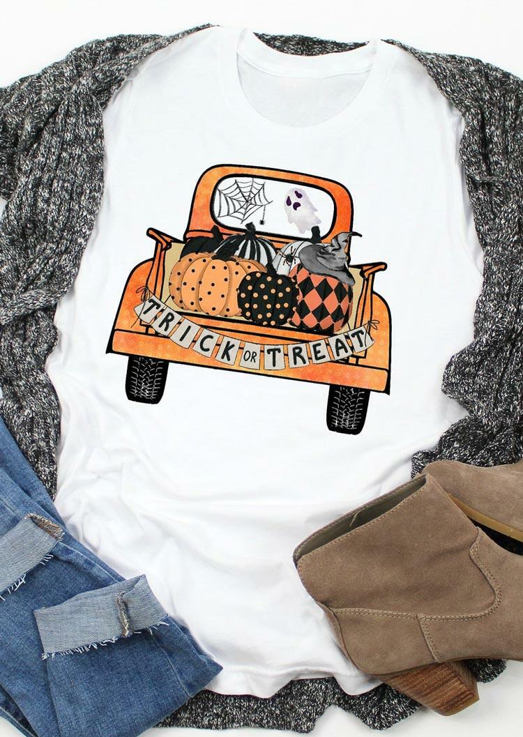 

Halloween Pumpkin Trick Or Treat T-Shirt Tee - White, 480337