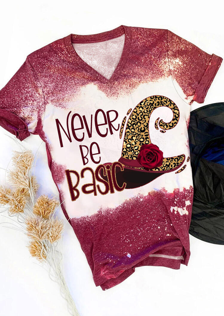 

Bleached Halloween Witch Leopard Floral T-Shirt Tee - Plum, 480339
