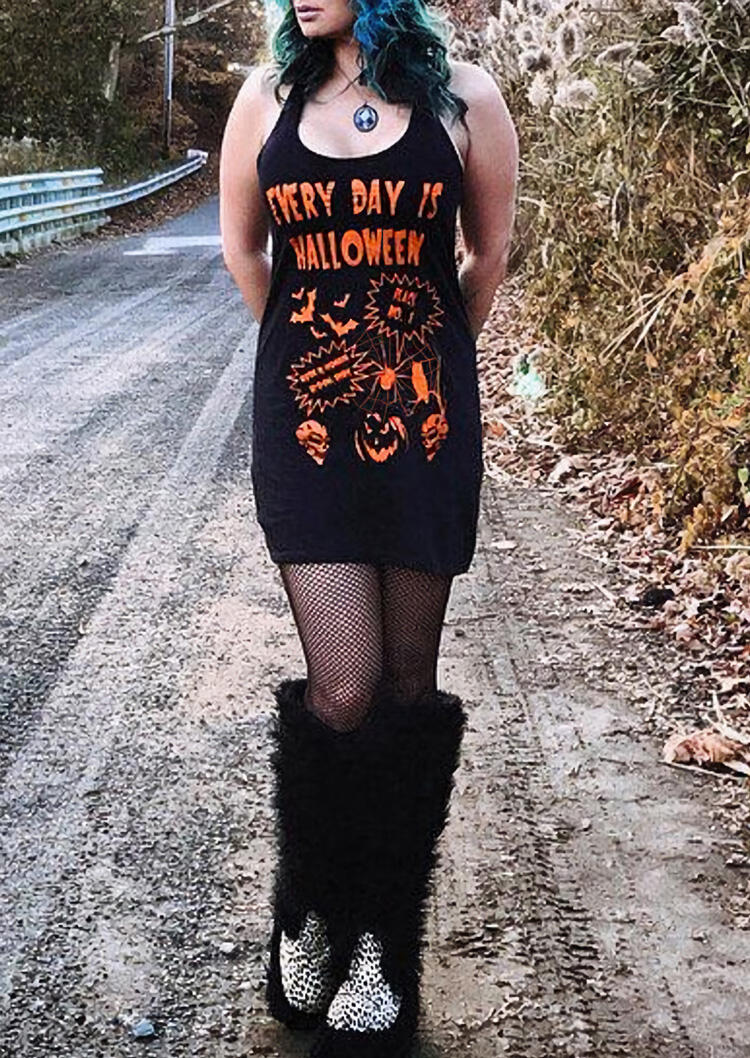 

Mini Dresses Pumpkin Skull Mini Dress in Black. Size: ,L