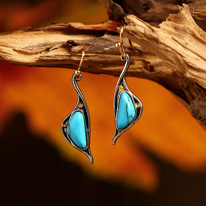 

Vintage Creative Turquoise Swan Earrings, Lake blue, 480196