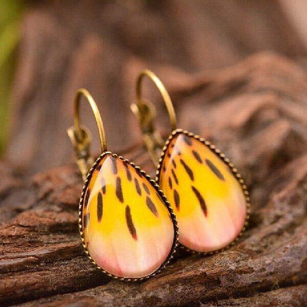 

Vintage Water Drop Alloy Earrings, Yellow;peach red, 480261