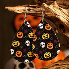 Halloween Pumpkin Skull Star Water Drop Leather Earrings