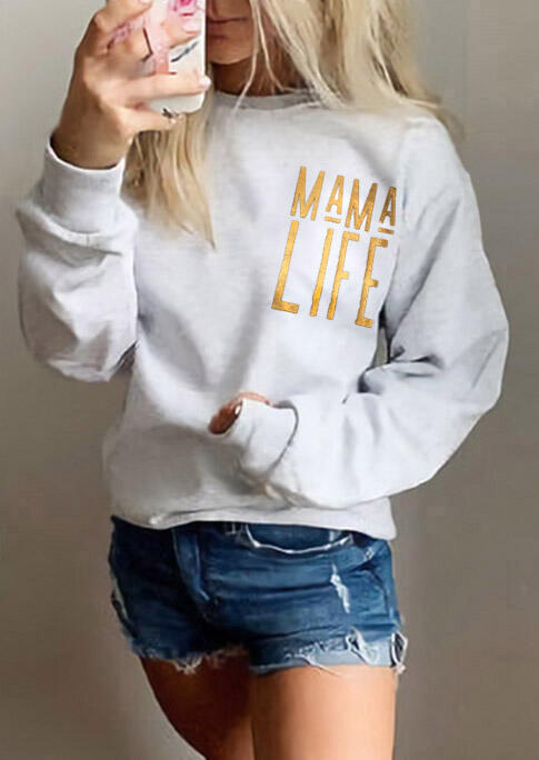 

Mama Life O-Neck Sweatshirt - Light Grey, 480240