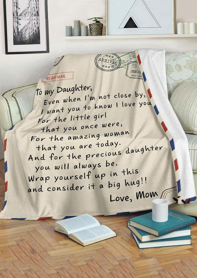 

Blanket A Letter To Daughter Velvet Warm Blanket in Beige. Size