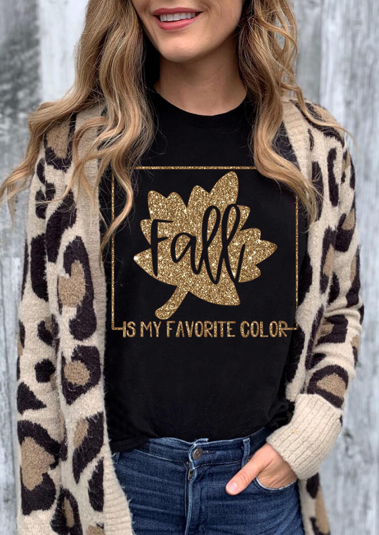 

Maple Leaf Fall Is My Favorite Color T-Shirt Tee - Black, 480483