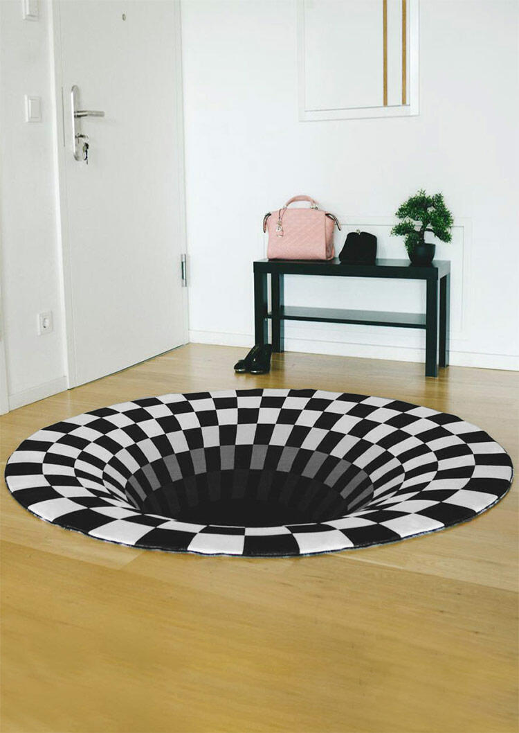 

Home Decor Plaid 3D Vortex Non-Slip Bedroom Rug Carpet in Multicolor. Size