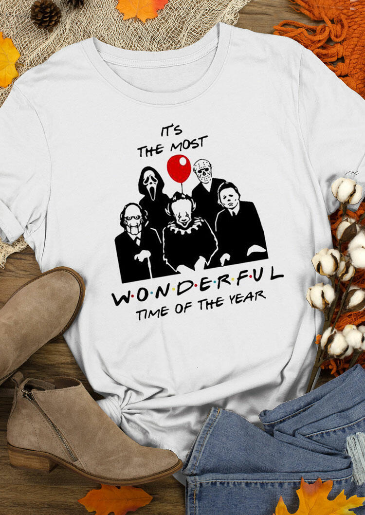 

Halloween The PasyCho Bunch The Most Wonderful Time T-Shirt Tee - White, 480602