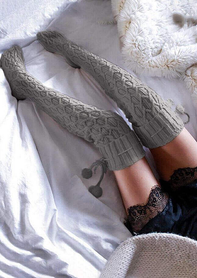 

Knee-High Socks Hairball Thigh-High Socks in Gray. Size