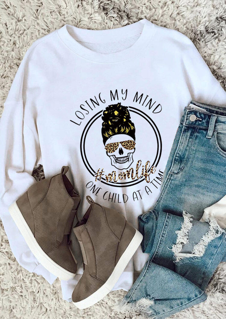 

Sweatshirts Leopard Mom Life Skull Sweatshirt in White. Size
