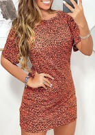 Leopard O-Neck Mini Dress