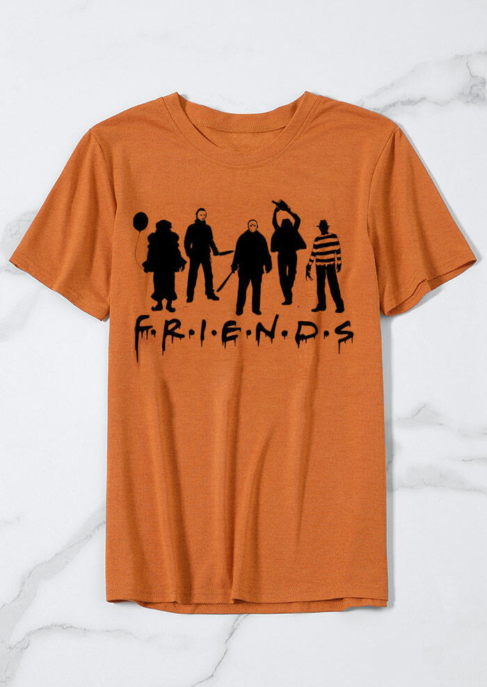 Halloween Friends Horror Movie Characters T-Shirt Tee
