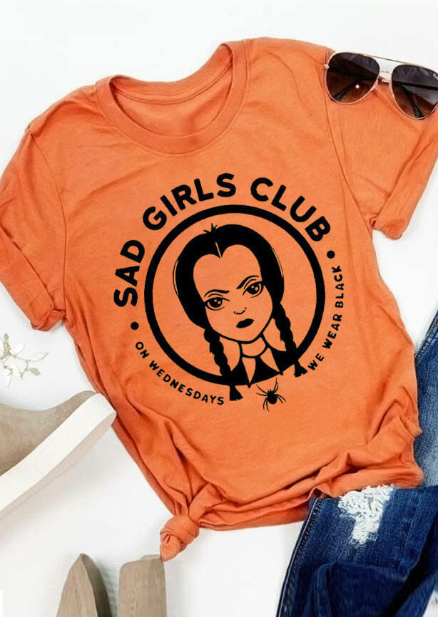

Tees T-shirts Halloween Sad Girls Club Spider T-Shirt Tee in Orange. Size