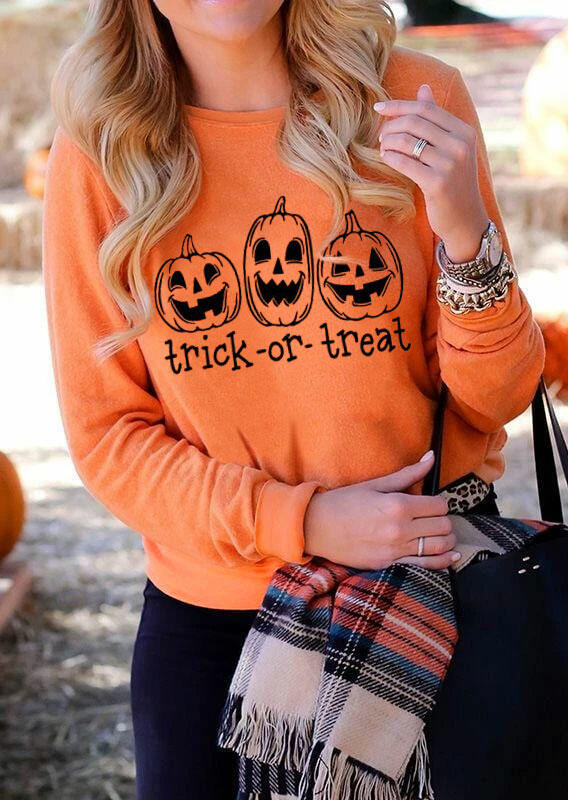 

Sweatshirts Halloween Pumpkin Face Trick Or Treat Sweatshirt in Orange. Size