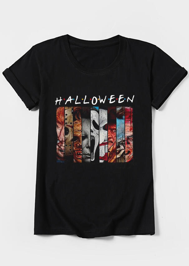 Tees T-shirts Presale - Halloween Villains Graphic T-Shirt Tee in Black. Size: S,M,L,XL