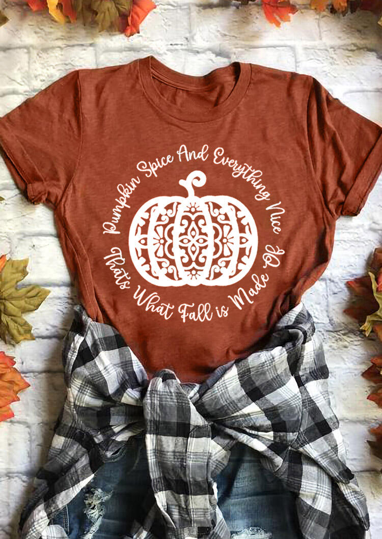 

T-shirts Tees Fall Pumpkin Spice Thanksgiving T-Shirt Tee in Brick Red. Size