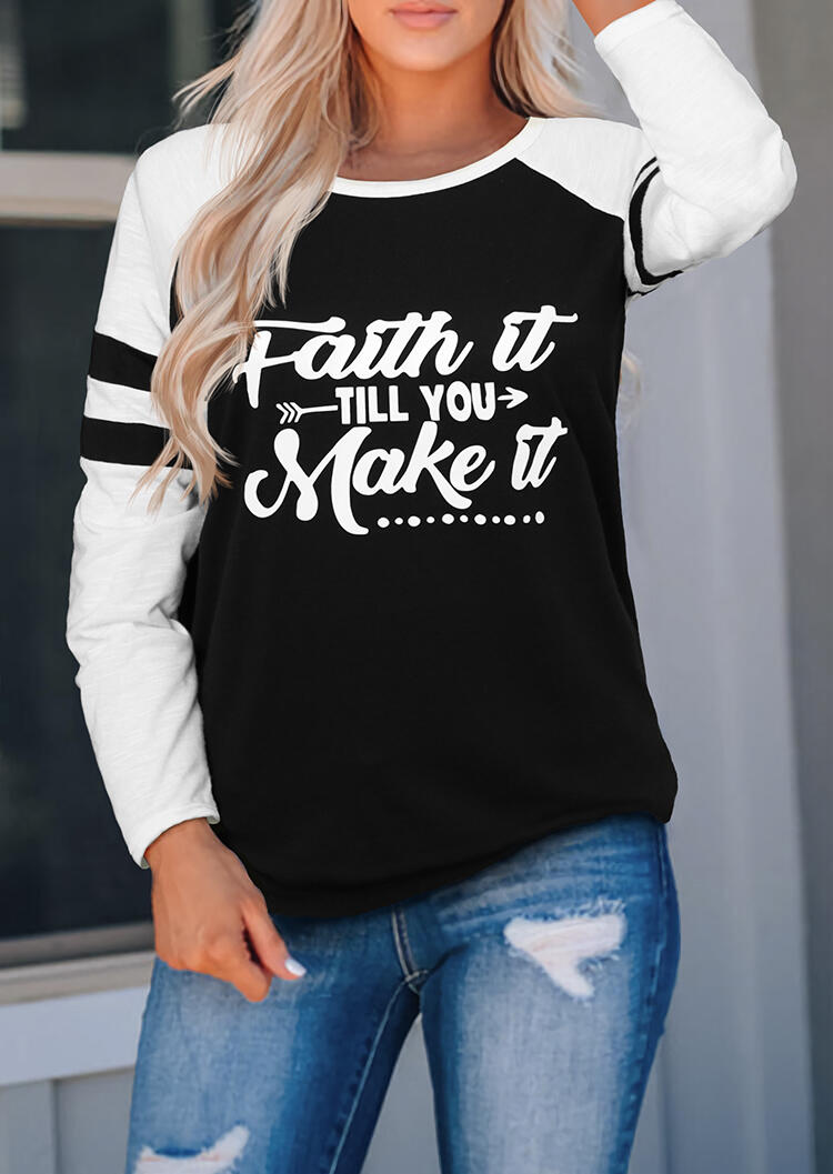 

Faith It Till You Make It Christian Arrow T-Shirt Tee - Black, 480153