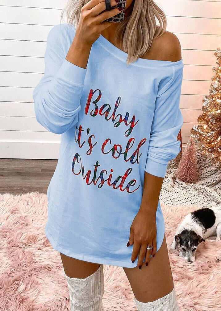 

Baby It' Cold Outside Mini Dress - Light Blue, 481204